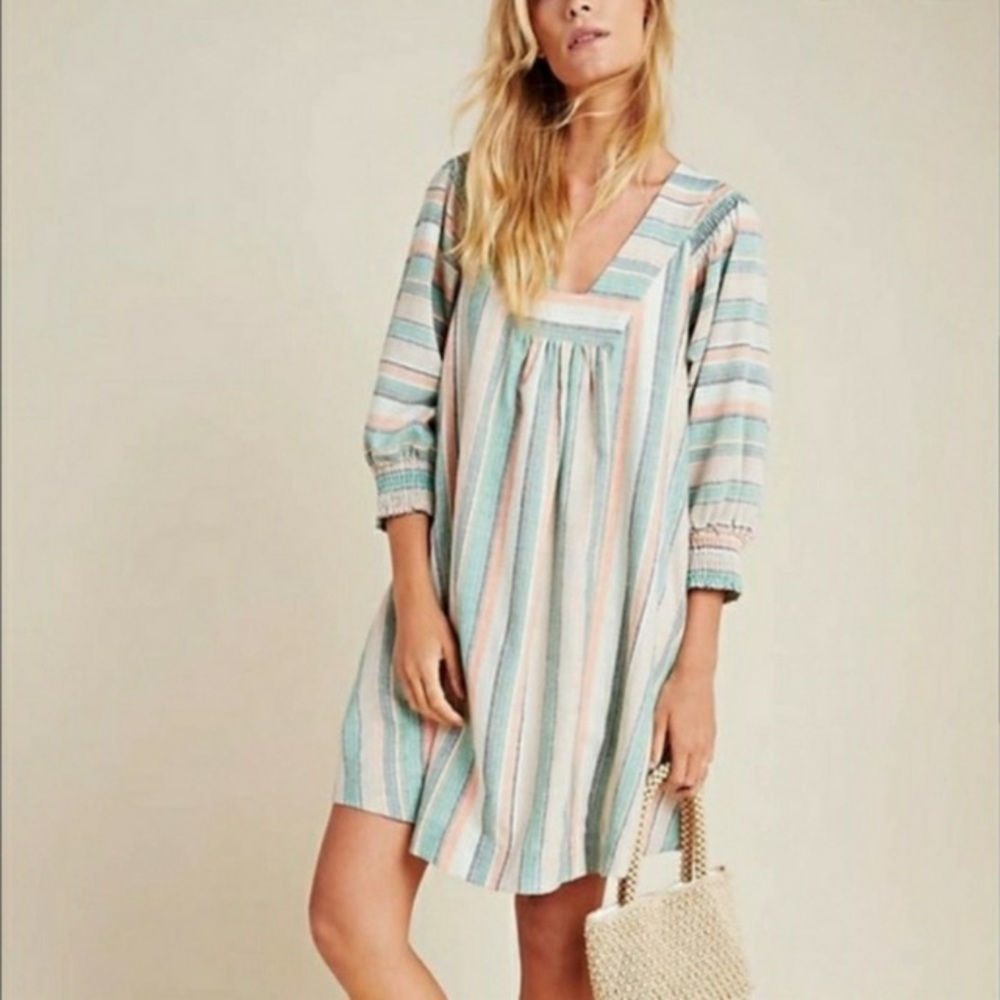 Anthropologie The Odells Medium M Perla Striped Mini Dress